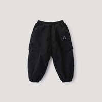 巴厘小猪儿童冲锋裤子秋冬男童三防工装裤女童加绒加厚保暖长裤宝宝休闲裤 黑色 80