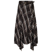 MO&Co.半身裙2025冬灰棕格纹不规则裙摆失衡感轻摇滚风MBE4SKTT07 灰棕格 M