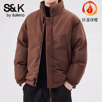 班尼路(Baleno)S&K系列正品男士棉衣冬季厚款休闲棉服潮牌情侣装面包服保暖外套 深咖啡