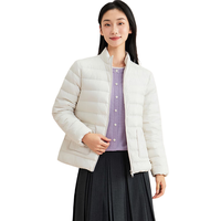 beanpole90%鹅绒 2025年女士绗缝气质时尚零压轻暖排骨羽绒服外套 米白色 S 160/84A