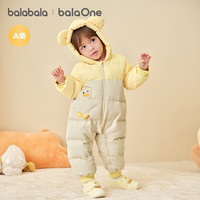 balabala/巴拉巴拉 加厚保暖 婴儿羽绒服连体衣  咖色小鸭子-白鸭绒 100 cm-充绒量107g