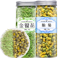 福茗源FUMINGYUAN TEA 花草茶 金银花胎菊花茶2罐装共80g 泡水喝的组合养生花茶罐装 组套罐装金银花胎菊80g-福