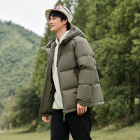 保暖服饰：坦博尔 连帽羽绒服男短款宽松休闲冬装外套TF236353 深铬绿 170/88A