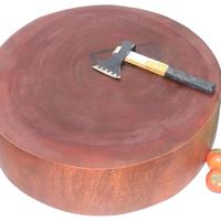 酷季菜板越南黄金铁木实木整木砧板加厚商用砍剁圆菜墩子 不锈钢钢箍 厚8cm*直径48cm 商用 木制