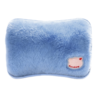 彩虹暖手宝充电热水袋毛绒暖手袋卡通加厚暖水袋充电电暖宝水电隔离 心动蓝【仿兔毛绒】