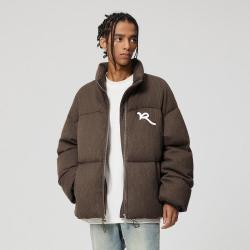 ROCAWEAR 男女同款 85%绒美式毛织肌理刺绣羽绒服面包服