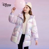 迪士尼（Disney）新国标儿童羽绒服外套2025冬季连帽炫彩中长款洋气上衣服童装 紫色 90白鸭绒 均码 100cm 充绒量约84g