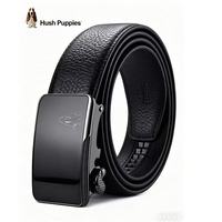 暇步士 高端皮带男士商务休闲真皮内穿扣式裤腰带自动扣头层牛皮 黑色510