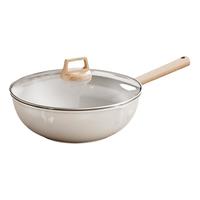 Royalstar 荣事达 陶瓷不粘锅炒锅家用麦饭石炒菜锅平底锅电磁炉燃气灶