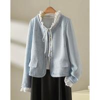 安乃安 on&on 2025秋季短款圆领毛边长袖时尚上衣