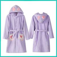 布比 BOOBEE 儿童浴袍式连帽珊瑚绒浴巾毛巾料吸水男女童洗澡游泳浴袍
