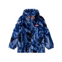 SPRAYGROUND 鲨鱼嘴不规则花纹毛毛棉服外套秋冬男女情侣高领棉衣