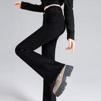 EPTISON 衣品天成 修身显瘦微喇牛仔裤女2025秋冬黑色牛仔裤弹力百搭喇叭裤子女