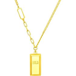 周大福 ING系列金砖金条足金黄金项链吊坠女-F226469