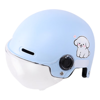 绿源电动车头盔3C认证 电瓶车半盔帽男女四季通用 骑行头盔 蓝色爱心小狗-儿童款