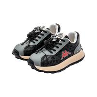 KAPPA KIDS卡帕童鞋春秋季儿童运动鞋子男童时尚休闲板鞋女童跑步鞋 黑灰 28码 适合脚长176mm