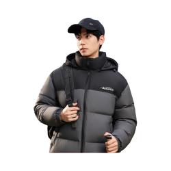 雅鹿 羽绒服男士短款加厚冬季撞色连帽面包服外套男 灰色 2XL /185