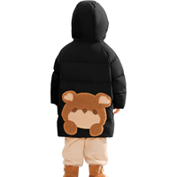 康博女童羽绒服儿童中长款冬季洋气加厚宽松女宝宝小童装外套 黑色 120