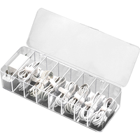 Katei Story 家の物语 日本桌面带盖数据线分隔收纳盒防尘手机充电器充电线整理绕线器