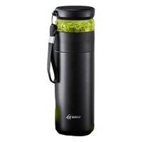 天喜（TIANXI）保温杯茶水分离陶瓷内胆男女泡茶杯316不锈钢水杯杯子 黑色480ml-316内底