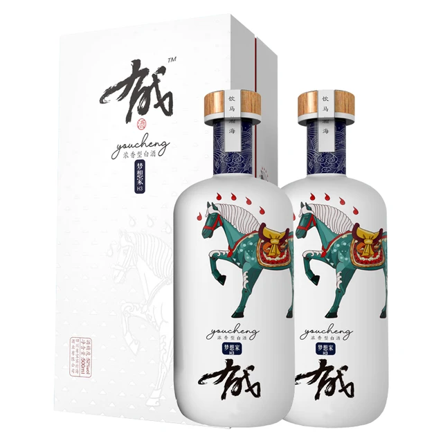 有成梦想家H3 雅致白 浓香型白酒 百年传承古法工艺 精选纯粮固态发酵 梦想家H3 42度 500ml*2瓶 礼袋装