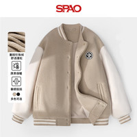 SPAO 复古学院风 棒球服外套 浅卡其#SD11 SP复古熊3 L