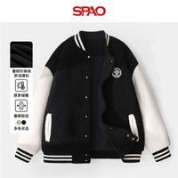 SPAO 复古学院风 棒球服外套 黑#SD11 SP复古熊3 XL