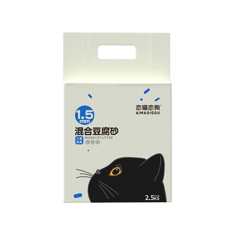 恋猫恋狗混合猫砂豆腐砂10公斤除臭无尘抑菌猫沙膨润土2.5kg 原味
