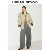 UR2025冬季女装休闲复古巴恩风撞色翻领棉服UWH150045 浅卡其 (偏宽松) XS