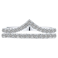 凡爱V形莫桑石戒指镶半圈排钻戒女925银小尾戒食指环组合叠戴护戒配戒 一字银托莫桑石（送鉴定证书）