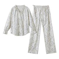 嫚熙 春季薄款透气月子服牛油果绫罗纱睡衣家居服