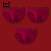 猫人红色三角内裤男纯棉本命年内裤结婚喜庆鸿运三角裤红男士裤衩 安哥拉红男士三角裤3条礼盒装 L （80-110斤）