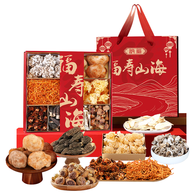 小甄菌鲜 福寿山海礼盒 400g 羊肚菌松茸海参花