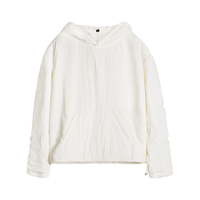 马登 工装美式空气绒套头口袋卫衣圆领连帽通勤加绒保暖廓形外套男冬 米杏色 XL