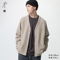 优衣库合作款/男装女装摇粒绒宽松开衫/长袖25秋冬新款483980 31 米色