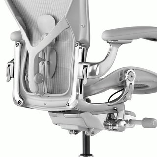 赫曼米勒（HERMAN MILLER）AERON电脑椅人体工学椅办公椅升降扶手透气面料矿石白轻奢版中号 矿石白轻奢版M号 科技布