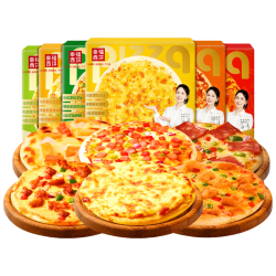 幸福西饼 6口味披萨组合6盒6.5英寸 加热即食披萨烘焙早餐半成品空气炸锅