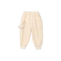 东方骆驼儿童春秋季可爱运动休闲米妮绒立体造型男女童裤子休闲春秋装长裤 米白色 110
