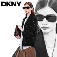 DKNY 金丝LOGO刺绣高品质慵懒感含羊毛马海毛翻领女针织外套秋冬
