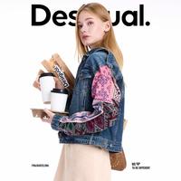 DESIGUAL 【同款】25秋冬牛仔重工刺绣拼接女士外套