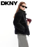 DKNY 【90白鸭绒】高级丝绒立领面包服短款高品质女式羽绒服女款冬季