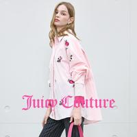 JUICY COUTURE 橘滋衬衫女2025年秋冬粉色刺绣气质长袖上衣花语绽放