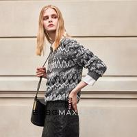 BCBGMAXAZRIA 【初剪羊毛混纺】复古费尔岛提花长袖上衣圆领针织衫25秋冬