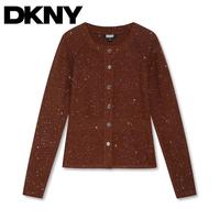 DKNY 【亮片纱线】舒适亲肤圆领插肩袖设计女式针织衫2025秋冬