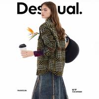 DESIGUAL 【Lacroix联名】25秋冬千鸟格拼接女士棉衣外套