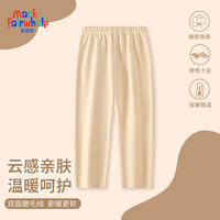 马克华菲(MARK FAIRWHALE)男女童内衣套装秋冬款2025德绒保暖秋衣秋裤儿童加绒打底衫 纯色杏色(切口裤子) 110