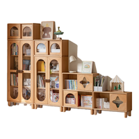 源氏木语儿童家具儿童书柜 全实木组合简约书房家用储物柜玩具收纳柜落地靠墙柜子 带腿双门一层柜