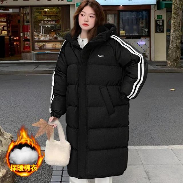 麦斯迪森 MXDC SPORT 休闲棉服女冬季简约户外保暖加厚长款外套宽松舒适百搭连帽开衫