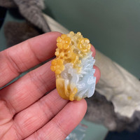 宛真玉翡翠冰糯种黄翡一路有你登高吊坠