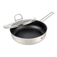 双立人（ZWILLING）不粘锅平底锅煎锅炒菜锅煎蛋锅牛排煎锅少油烟烹饪锅具电磁炉通用 NovaPlus不粘煎锅【带锅盖】 24cm